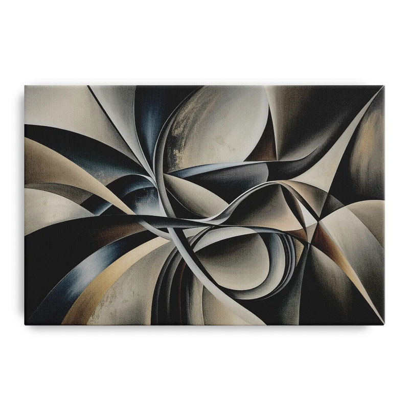 Intertwined Elegance Black and Grey Abstract Front - Canvas Wall Art