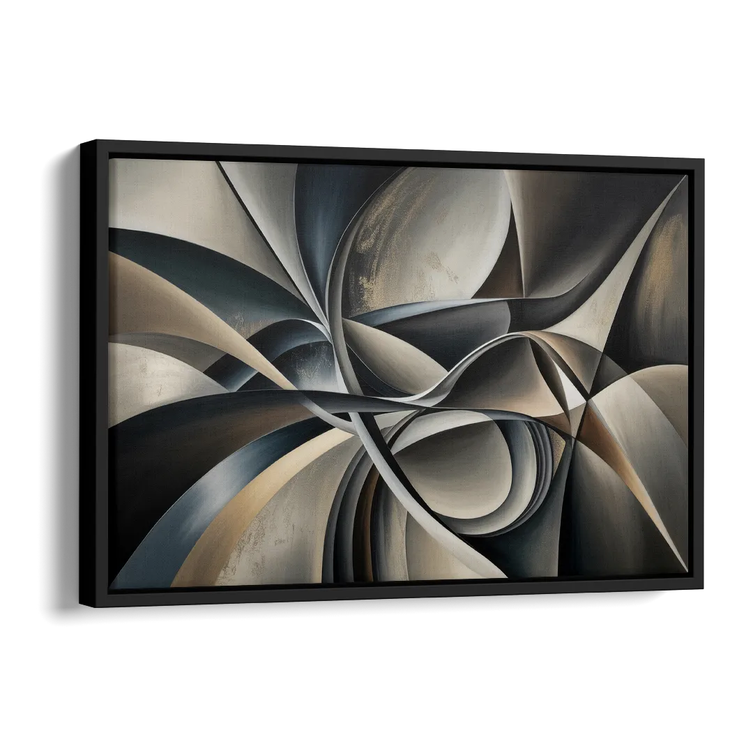 Intertwined Elegance Black and Grey Abstract Side - Black Canvas Wall Art