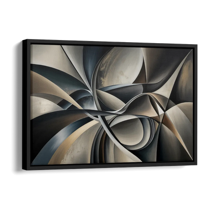 Intertwined Elegance Black and Grey Abstract Side - Black Canvas Wall Art