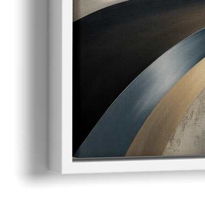 Intertwined Elegance Black and Grey Abstract - Close-Up White Frame Canvas
