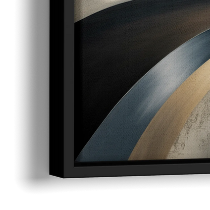 Intertwined Elegance Black and Grey Abstract - Close-Up Black Frame Canvas