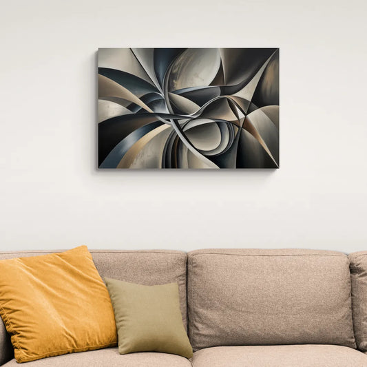 Intertwined Elegance Black and Grey Abstract - Canvas Wall Art Living Room