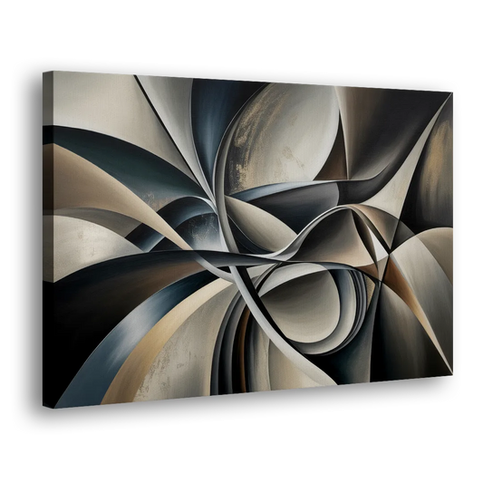 Intertwined Elegance Black and Grey Abstract Side - Canvas Wall Art