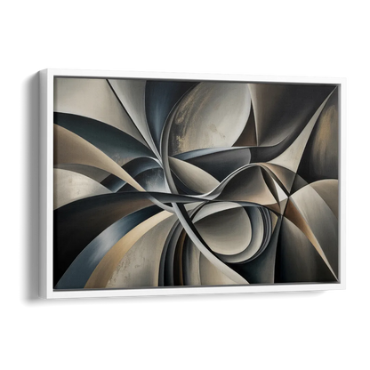 Intertwined Elegance Black and Grey Abstract Side - White Canvas Wall Art