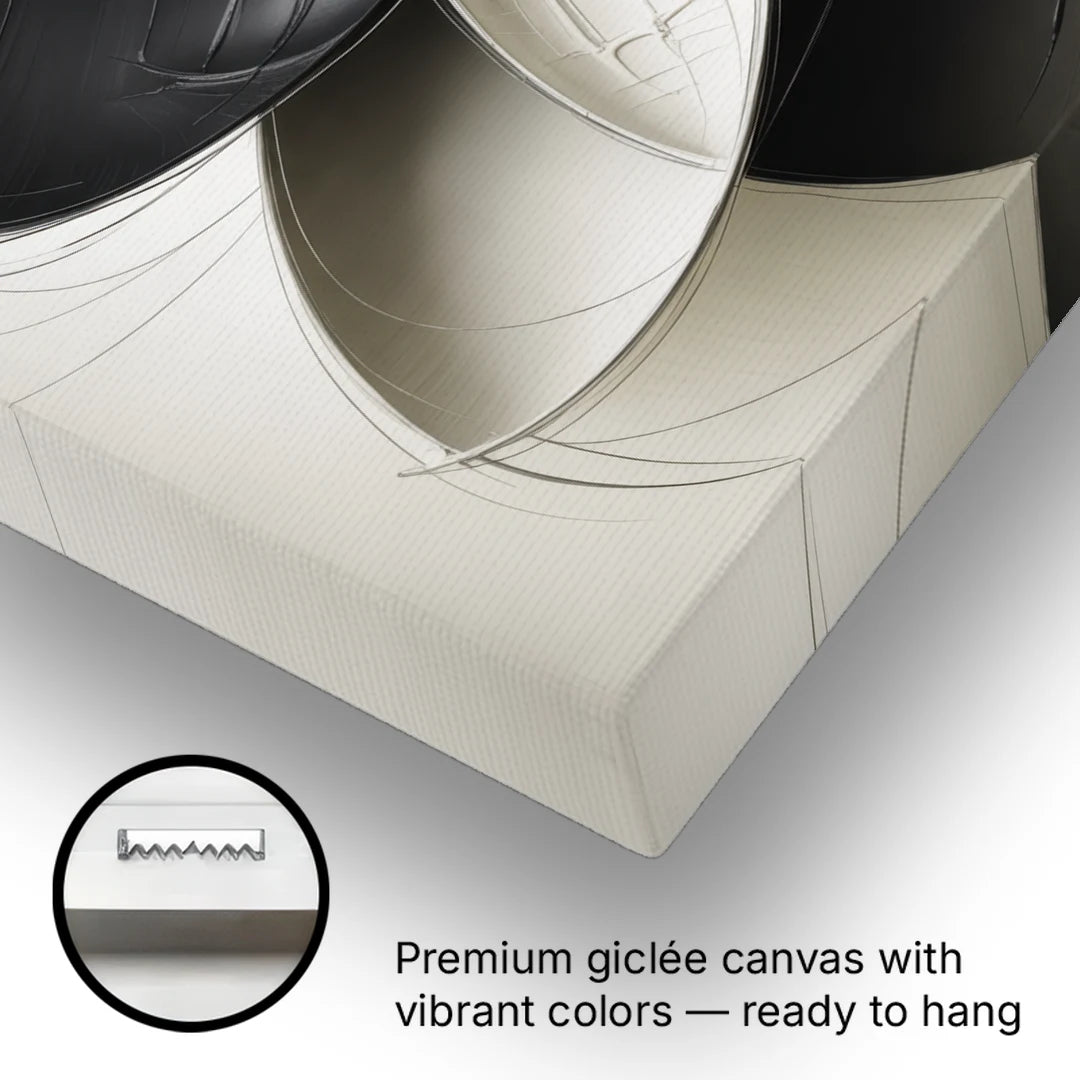 Intertwined Geometric Sophistication Black and White Abstract - Canvas Wall Art - Gallery Wrap Corner