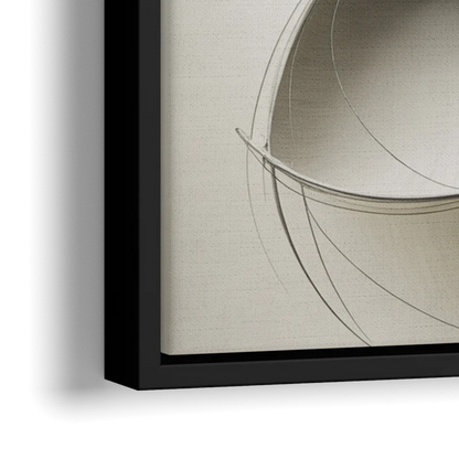 Intertwined Geometric Sophistication Black and White Abstract - Close-Up Black Frame Canvas