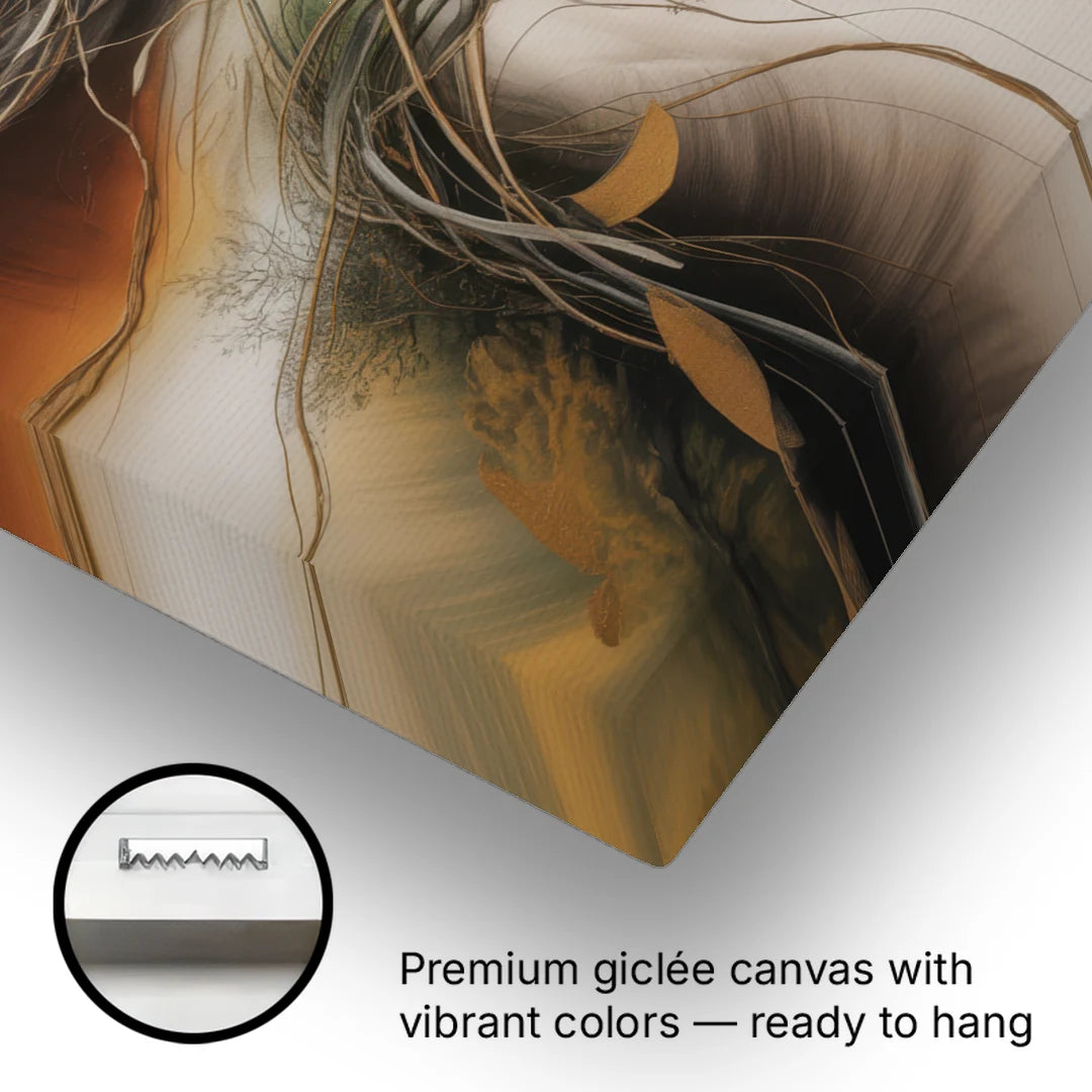 Intertwined Organic Harmony Brown Abstract - Canvas Wall Art - Gallery Wrap Corner