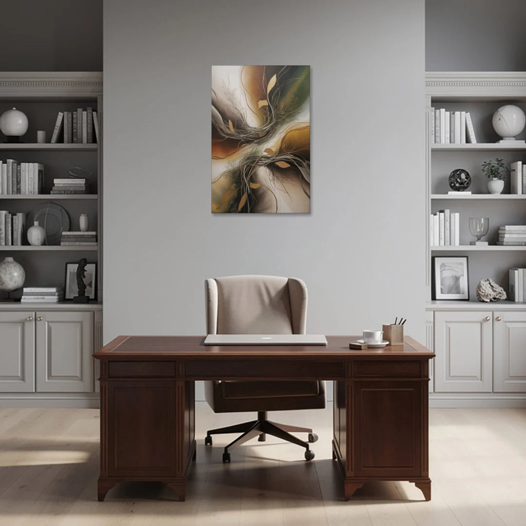 Intertwined Organic Harmony Brown Abstract - Canvas Wall Art - Office - 24x36