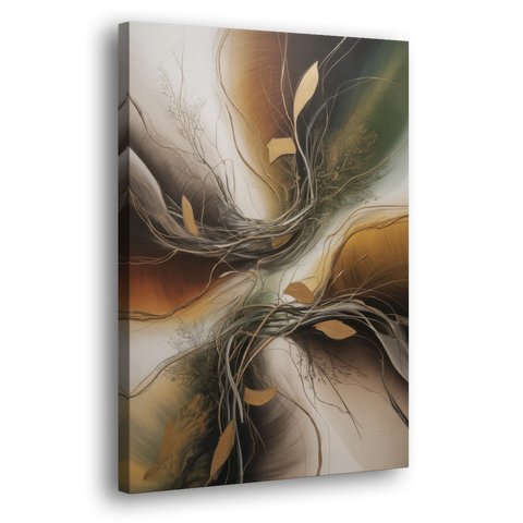 Intertwined Organic Harmony Brown Abstract - Canvas Wall Art - Side