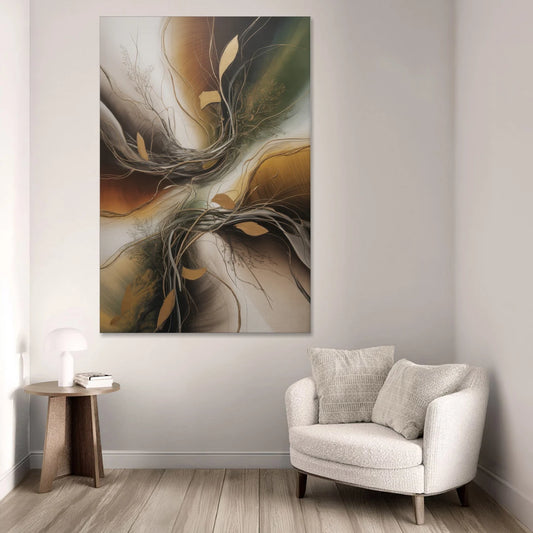 Intertwined Organic Harmony Brown Abstract - Canvas Wall Art - Sofa - 40x60