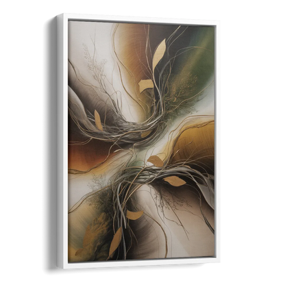 Intertwined Organic Harmony Brown Abstract Side - White Canvas Wall Art