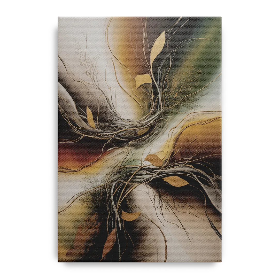Intertwined Organic Harmony Brown Abstract Front - Canvas Wall Art