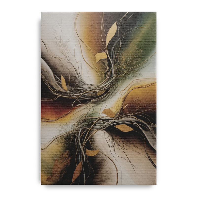 Intertwined Organic Harmony Brown Abstract Front - Canvas Wall Art