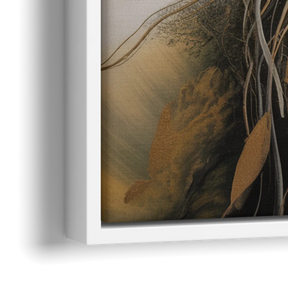 Intertwined Organic Harmony Brown Abstract - Close-Up White Frame Canvas