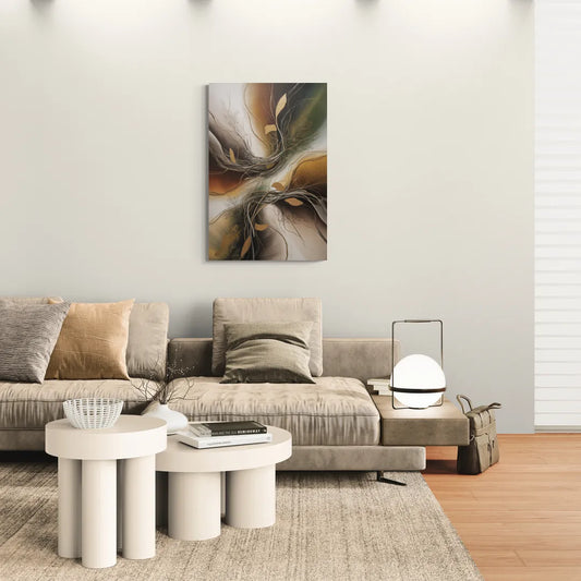 Intertwined Organic Harmony Brown Abstract - Canvas Wall Art Living Room