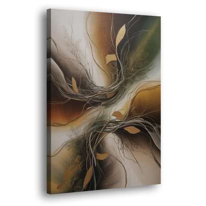 Intertwined Organic Harmony Brown Abstract Side - Canvas Wall Art