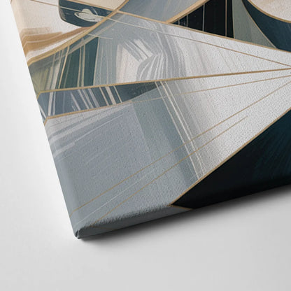 Interwoven Geometric Forms Grey and White Abstract Canvas Close Up