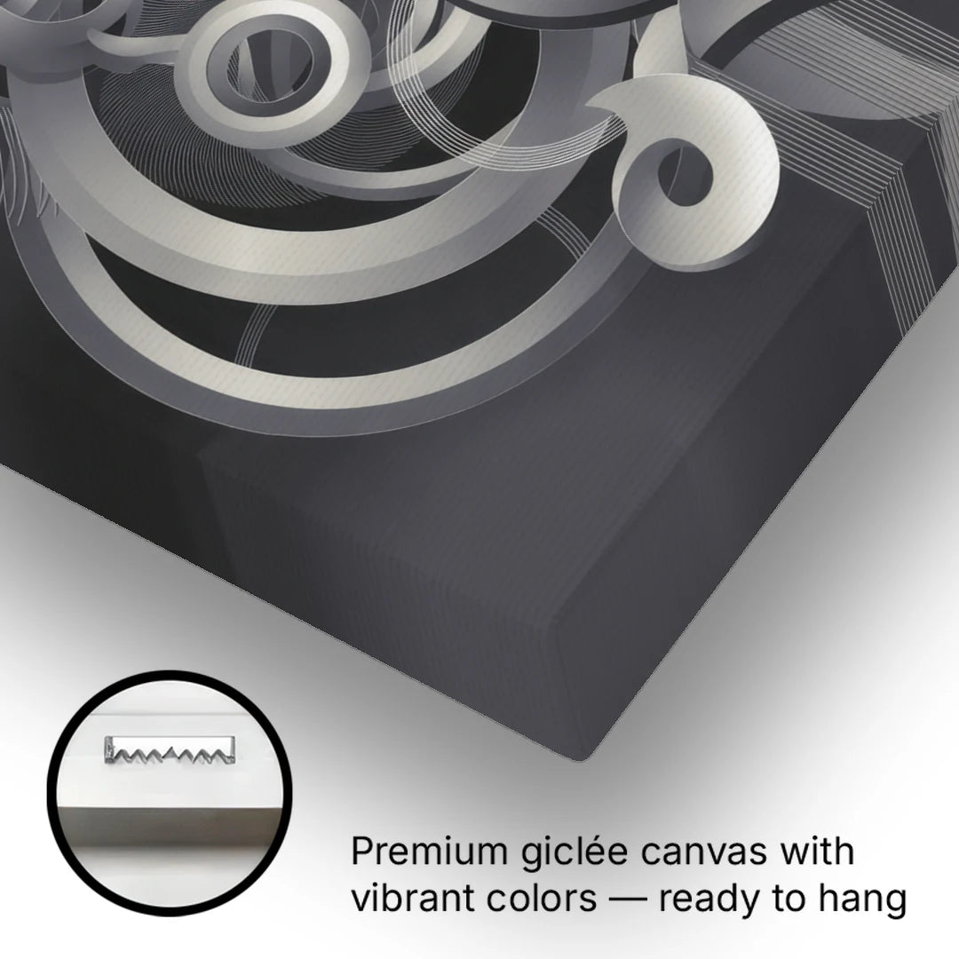 Interwoven Serenity Grey and White Abstract - Canvas Wall Art - Gallery Wrap Corner