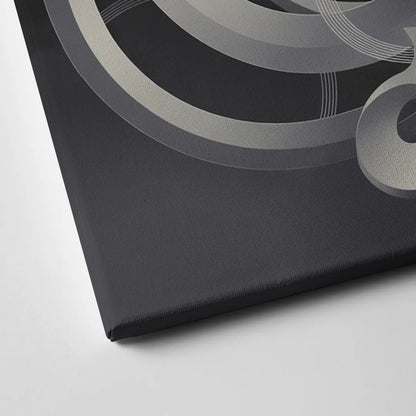 Interwoven Serenity Grey and White Abstract Canvas Close Up