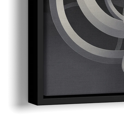 Interwoven Serenity Grey and White Abstract - Close-Up Black Frame Canvas