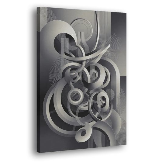 Interwoven Serenity Grey and White Abstract Side - Canvas Wall Art