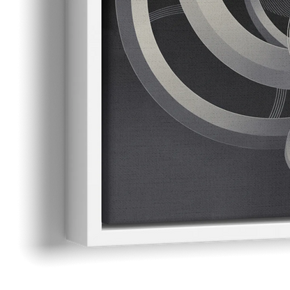 Interwoven Serenity Grey and White Abstract - Close-Up White Frame Canvas