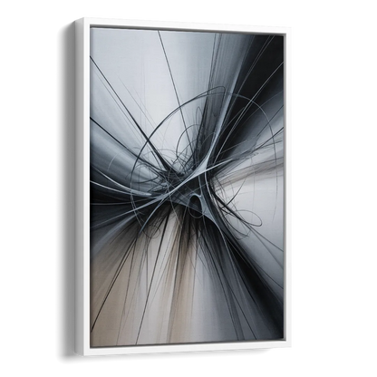 Interwoven Shadows Black and Grey Abstract Side - White Canvas Wall Art