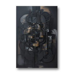 Intricate Harmony Black Abstract - Canvas Wall Art - Front