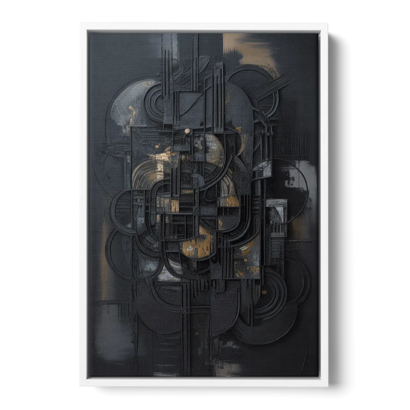 Intricate Harmony Black Abstract Front - White Canvas Wall Art