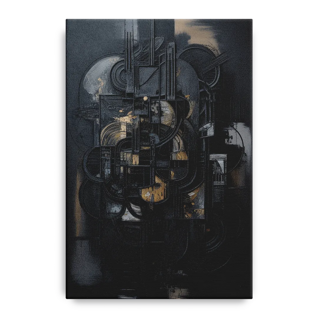 Intricate Harmony Black Abstract Front - Canvas Wall Art