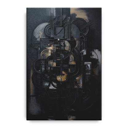 Intricate Harmony Black Abstract Front - Canvas Wall Art