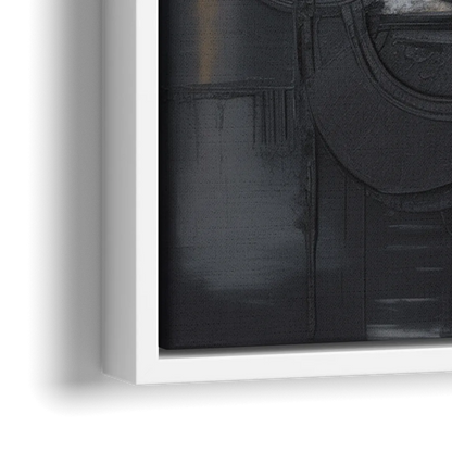 Intricate Harmony Black Abstract - Close-Up White Frame Canvas