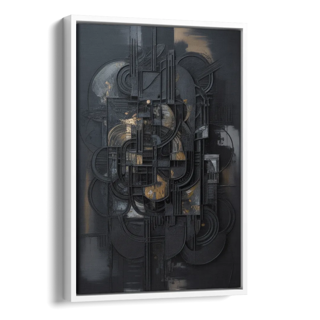 Intricate Harmony Black Abstract Side - White Canvas Wall Art