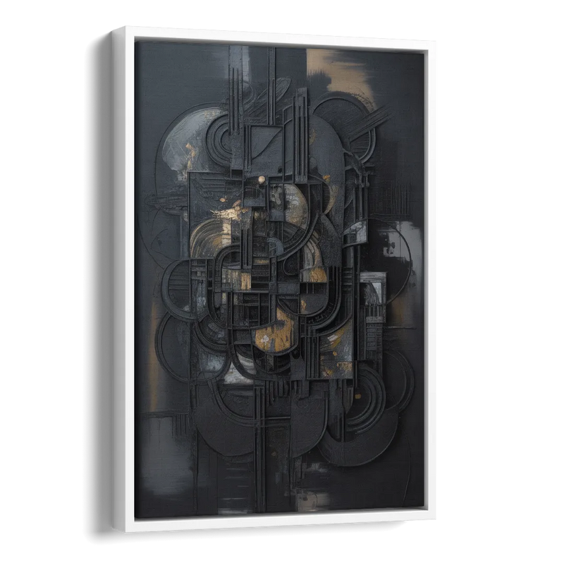 Intricate Harmony Black Abstract Side - White Canvas Wall Art