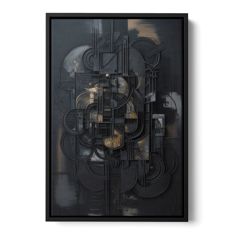Intricate Harmony Black Abstract Front - Black Canvas Wall Art
