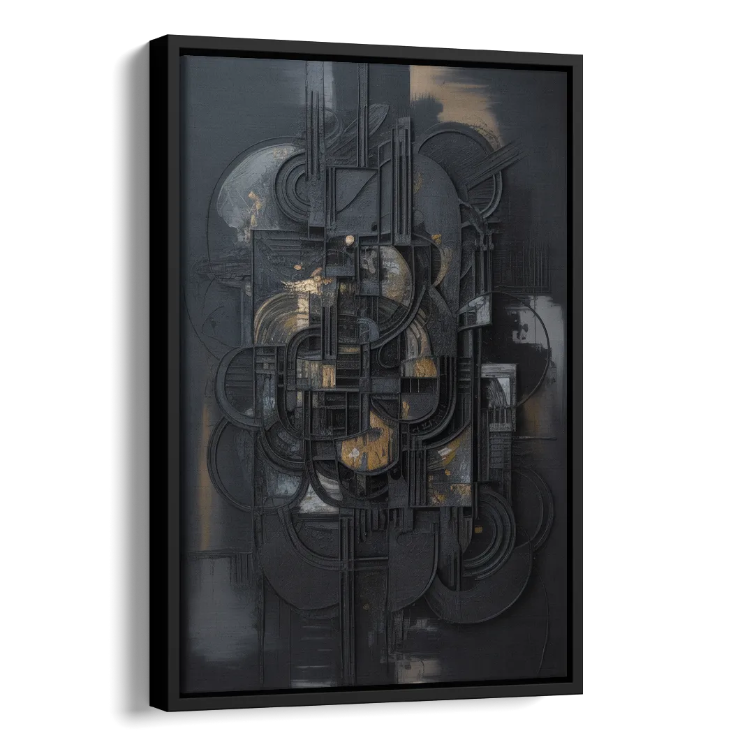 Intricate Harmony Black Abstract Side - Black Canvas Wall Art