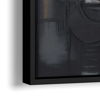 Intricate Harmony Black Abstract - Close-Up Black Frame Canvas