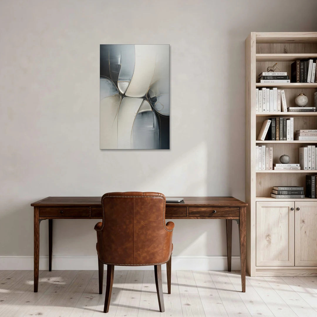Intricate Harmony Grey and White Abstract - Canvas Wall Art - Office - 24x36