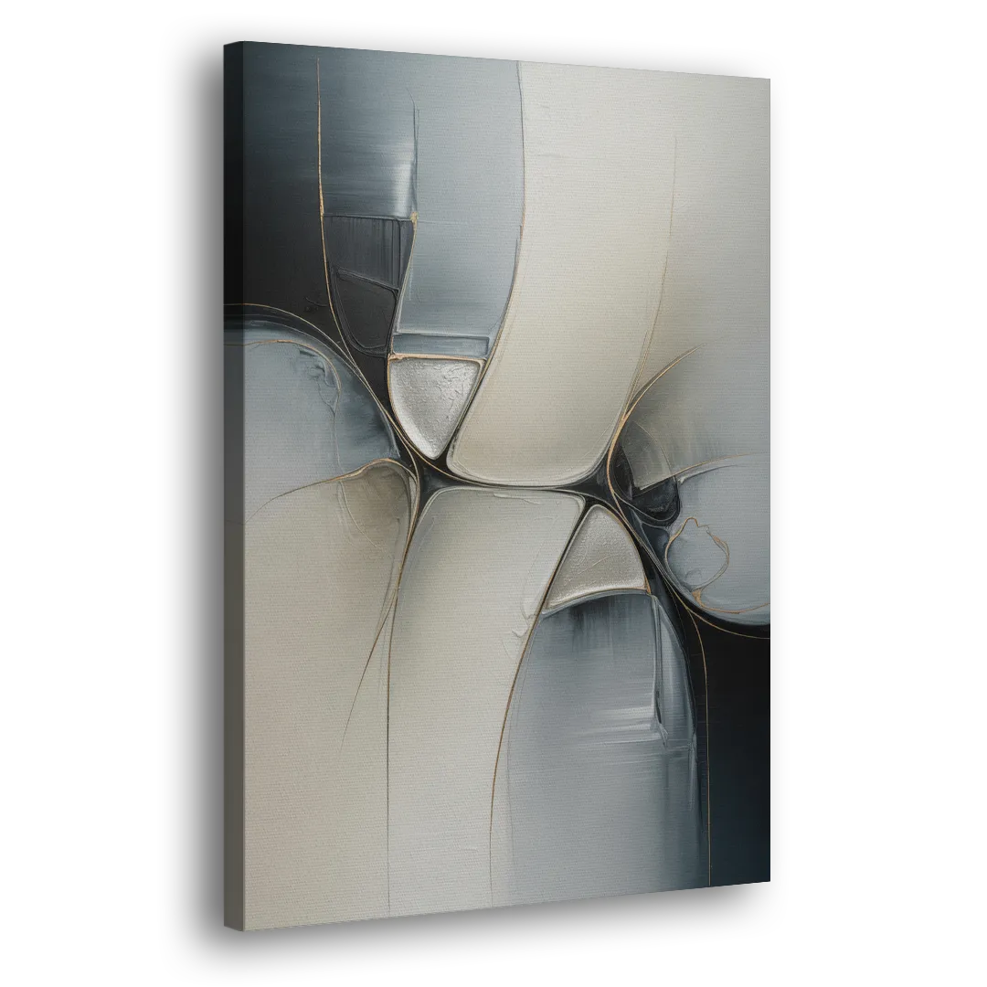 Intricate Harmony Grey and White Abstract Side - Canvas Wall Art