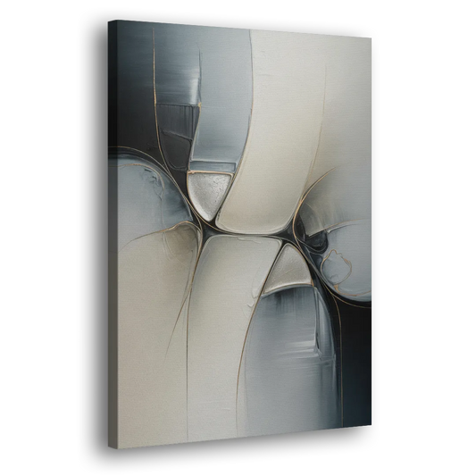 Intricate Harmony Grey and White Abstract Side - Canvas Wall Art
