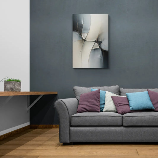 Intricate Harmony Grey and White Abstract - Canvas Wall Art Living Room