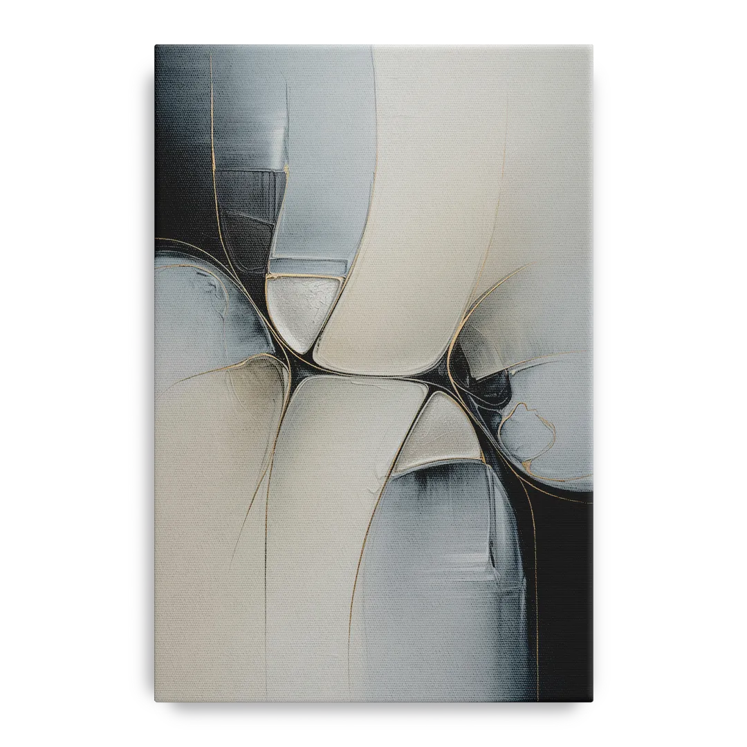 Intricate Harmony Grey and White Abstract Front - Canvas Wall Art