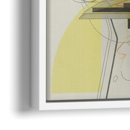 Intricate Layered Dance Yellow and Grey Abstract - Close-Up White Frame Canvas