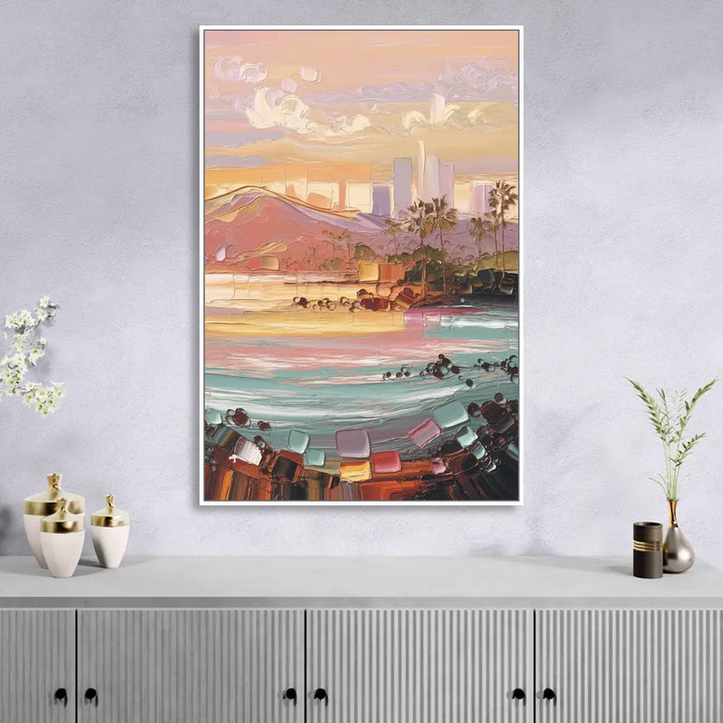 Irvine Sunset Views Sitting Room - White Canvas Wall Art