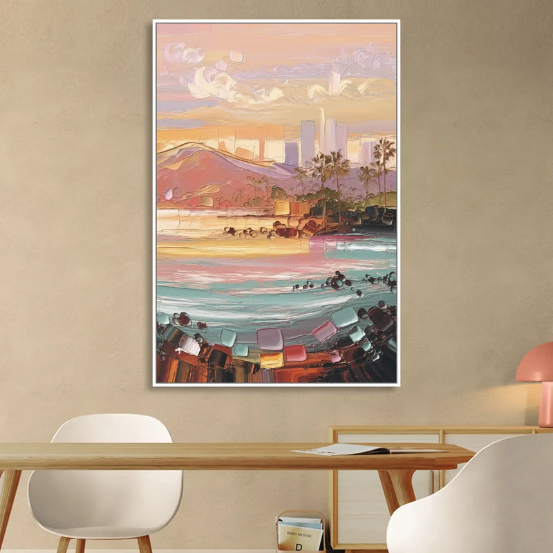 Irvine Sunset Views Living Room - White Canvas Wall Art