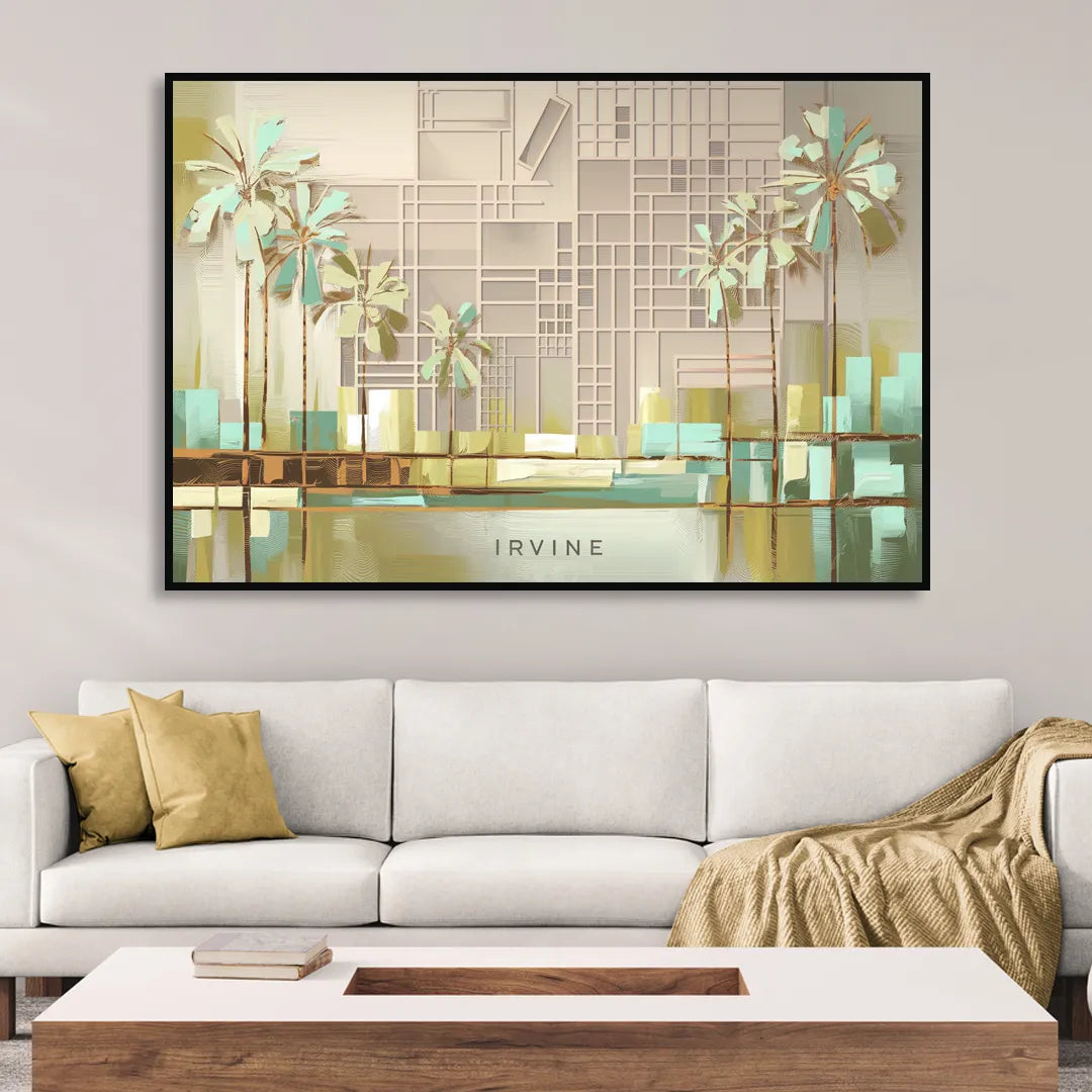 Irvine Urban Landscape Living Room - Black Canvas Wall Art