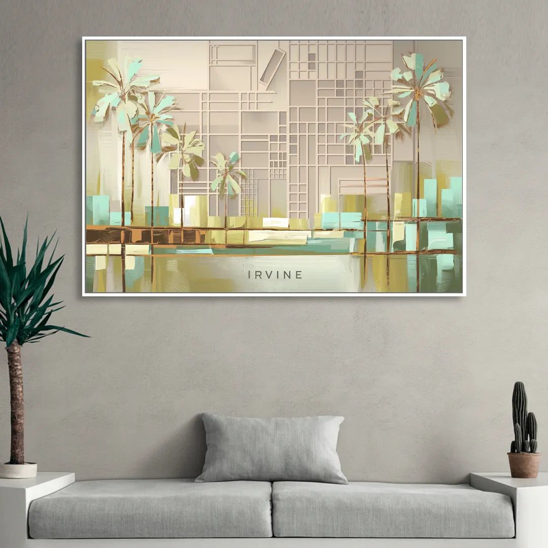 Irvine Urban Landscape Living Room - White Canvas Wall Art