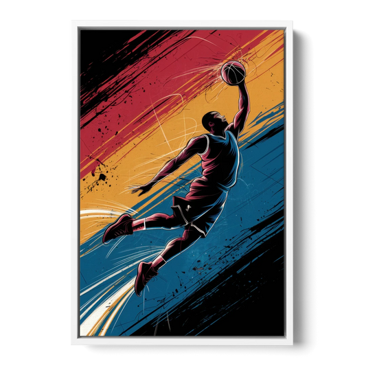 Irving Basketball Dreams - White Framed Canvas Wall Art - Front