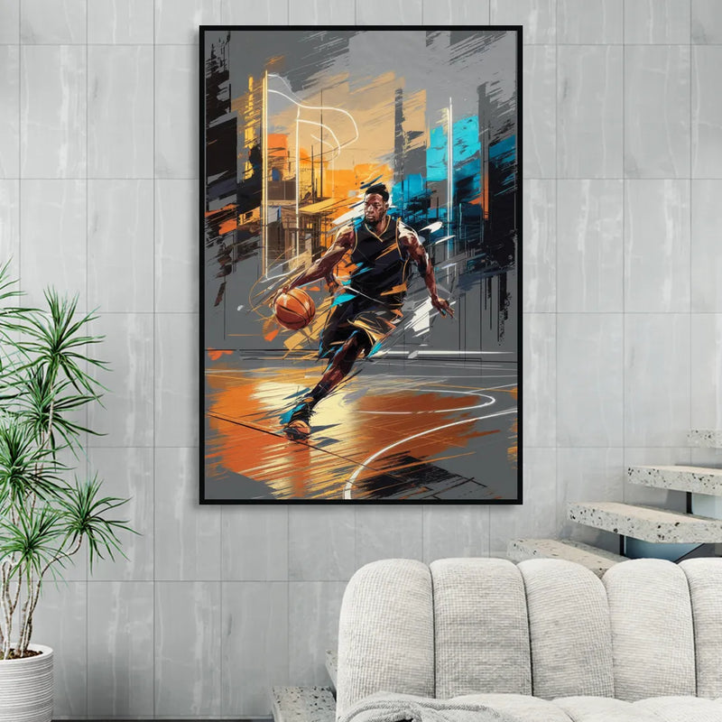 Irving Basketball Legacy Living Room - Black Canvas Wall Art