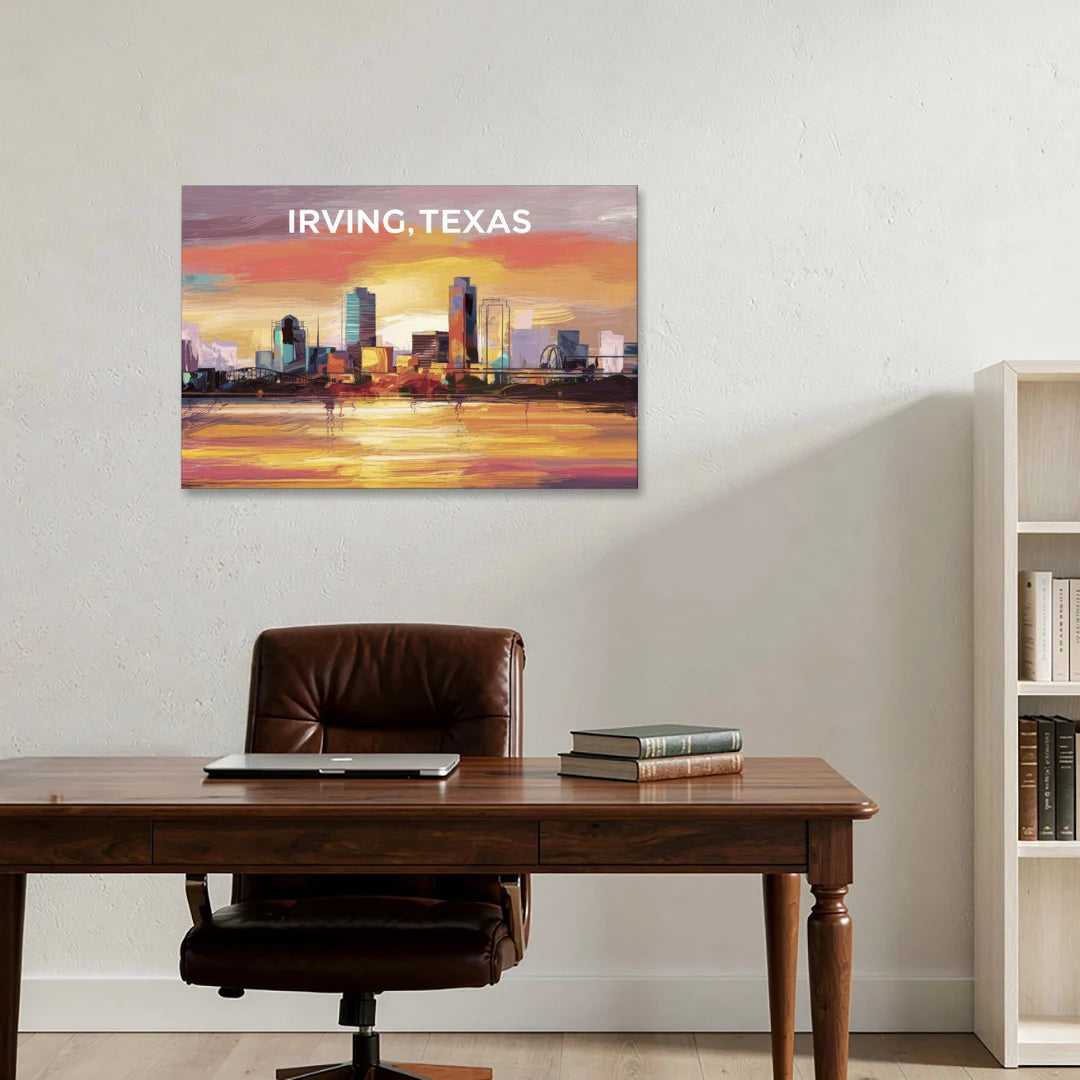 Irving Cityscape Sunset - Canvas Wall Art - Office - 36x24
